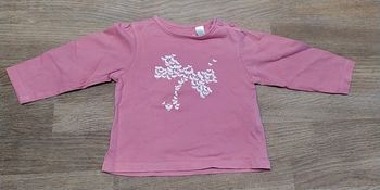 Tee-shirt ML rose 12 mois