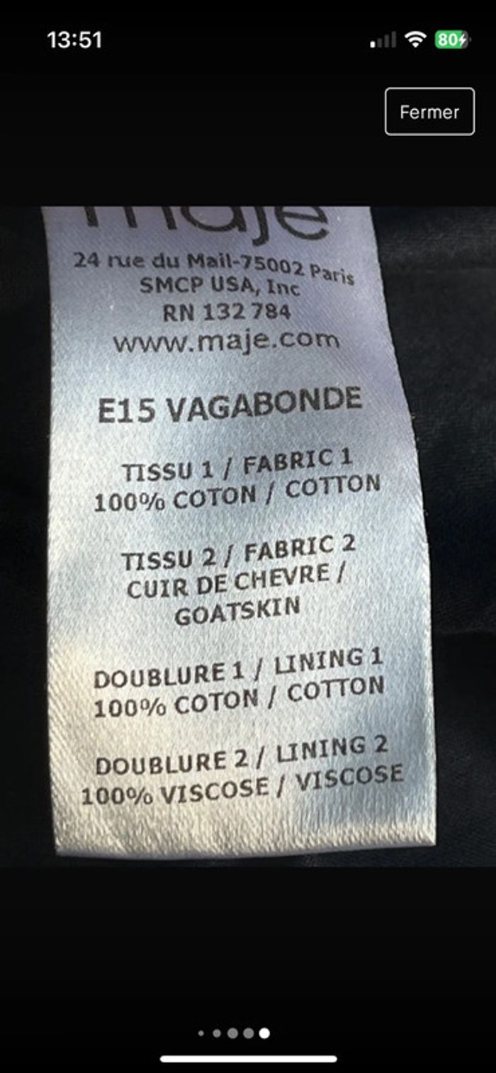 Manteau bleu et cuir noir Maje L - photo numéro 6