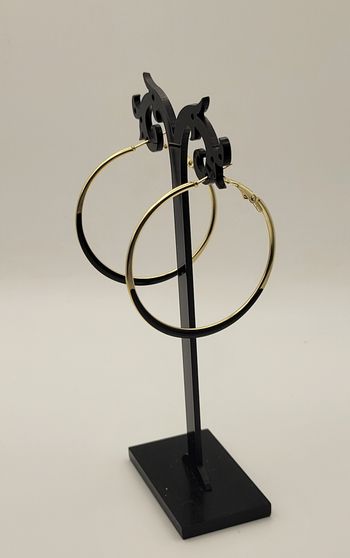 BOUCLES D'OREILLES ANNEAUX CREOLES DORE ET NOIR ! NEUF