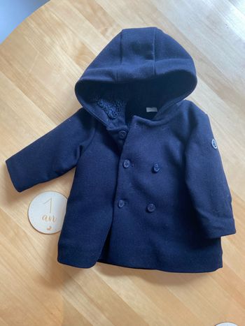 Manteau caban en laine bleu Petit Bateau