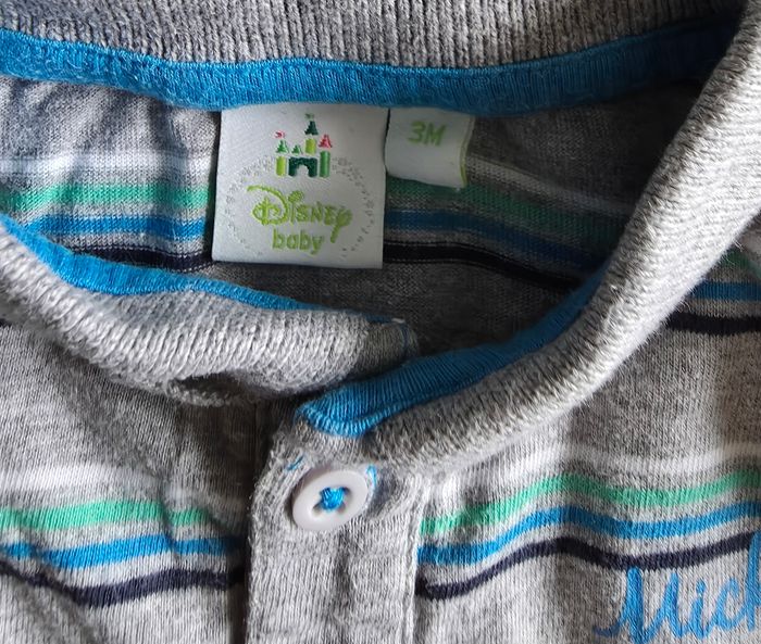 Lot Disney Baby Sarouel Noir & Barboteuse Rayée Gris 3 mois - photo numéro 3