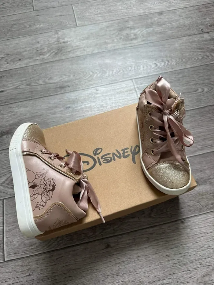 Baskets Friboo Disney princesses Rose pastel / lacets rubans /  paillettes dorées - photo numéro 5