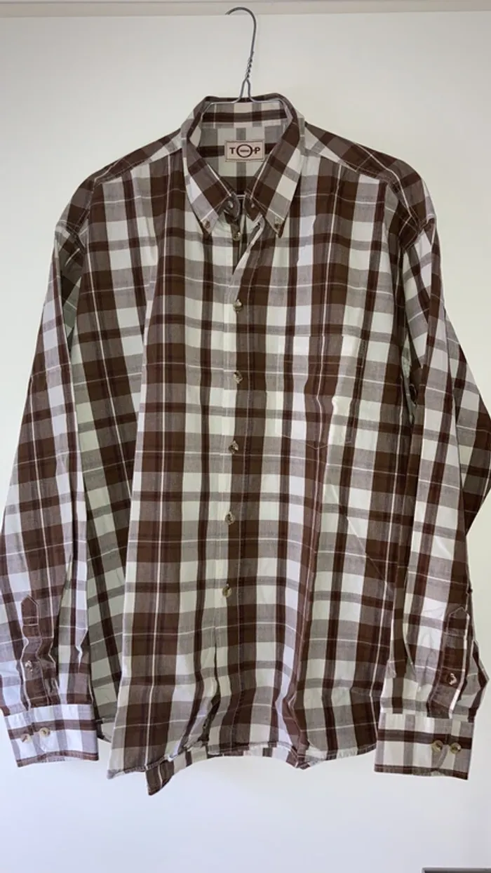 Chemise homme manches longues à carreaux marrons L 3 Suisses