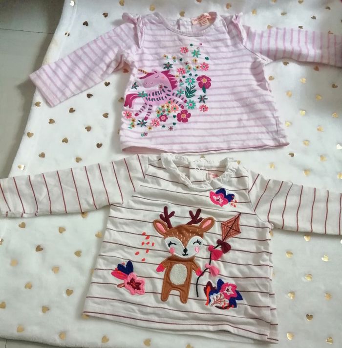 Lot de t-shirts bébé fille 6 mois dpam