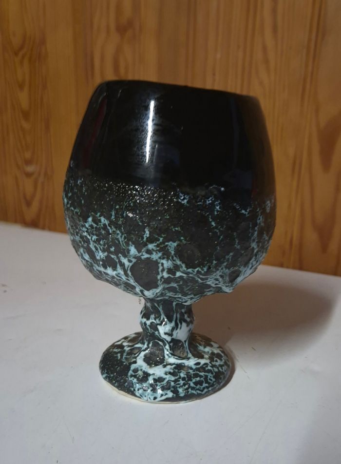 Coupe en céramique Vallauris émaillée décor lave "fat lava" vintage - photo numéro 2