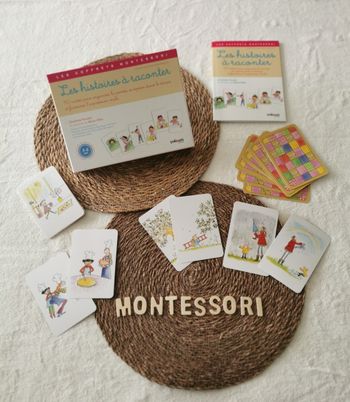 Coffret Montessori, les histoires à raconter, 90 cartes, 15 histoires et 1 livret 