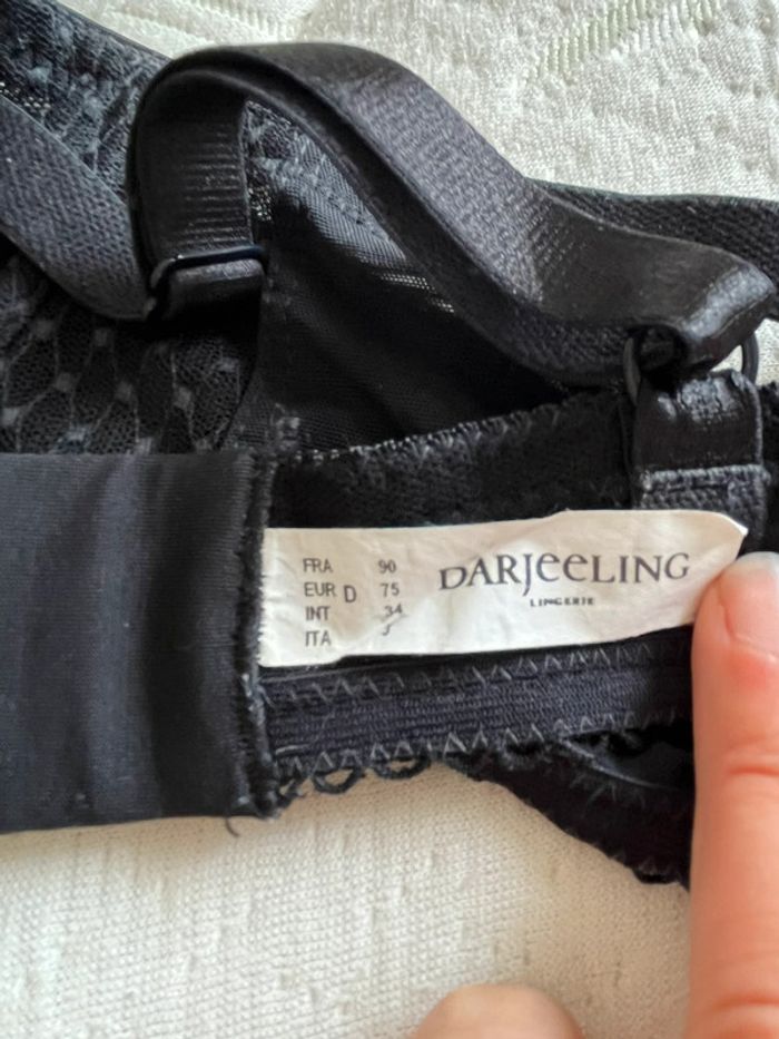 Soutien gorge Darjeeling plumetis et dentelle noire taille 90D - photo numéro 5