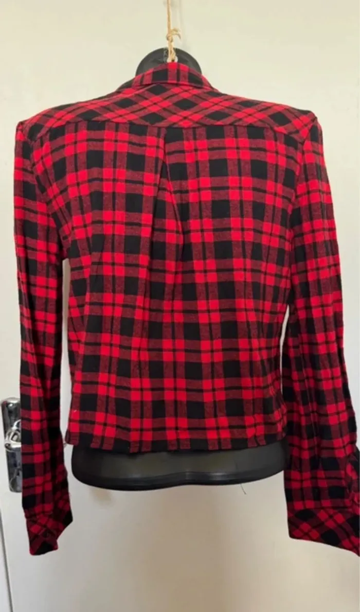 Chemise à carreaux rouge femme M - photo numéro 4