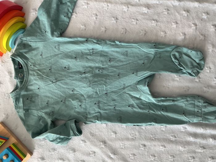 pyjama grenouillère en coton turquoise motifs baleines 6 mois kiabi - photo numéro 4