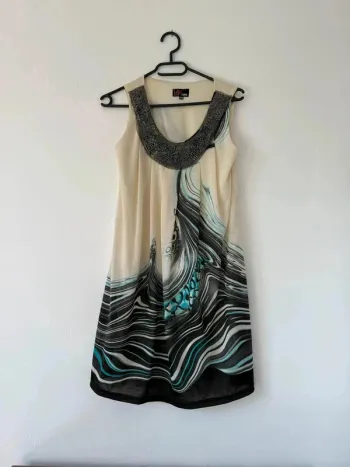 Robe Courte - Motif Vagues Abstraites - Style Original - Taille S