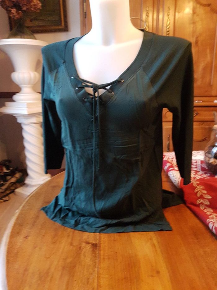 Haut manche 3/4 vert taille S KIABI