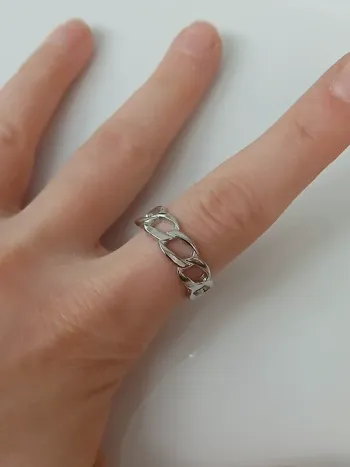 Bague argentée tendance en acier inoxydable