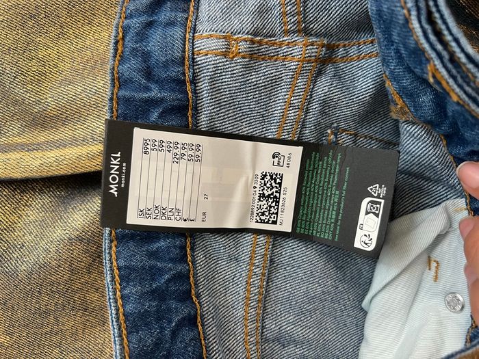 Jean droit doré et bleu Monki - photo numéro 6