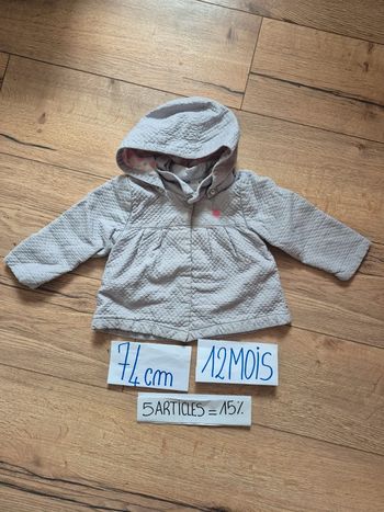Veste mi-saison matelassée 12 mois / 74 cm Obaïbi