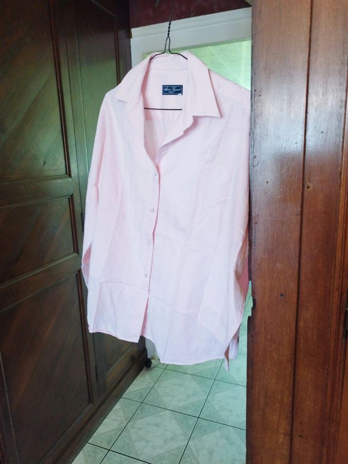 Chemise rose pâle rayures vintage XL/42 y2k - photo numéro 18