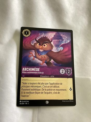 carte disney lorcana FR archimède hibou extrêmement instruit 36/204.FR.1  Non foil première édition