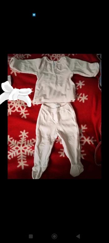 Pijama hiver 2 pièces épais rose pâle obaïbi 12 mois