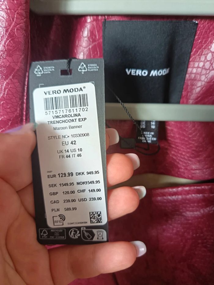 Trench en simili bordeaux neuf Vero Moda 42 - photo numéro 7