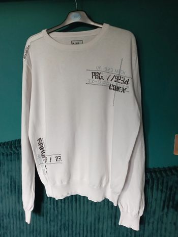Pull homme été en maille fine coton blanc