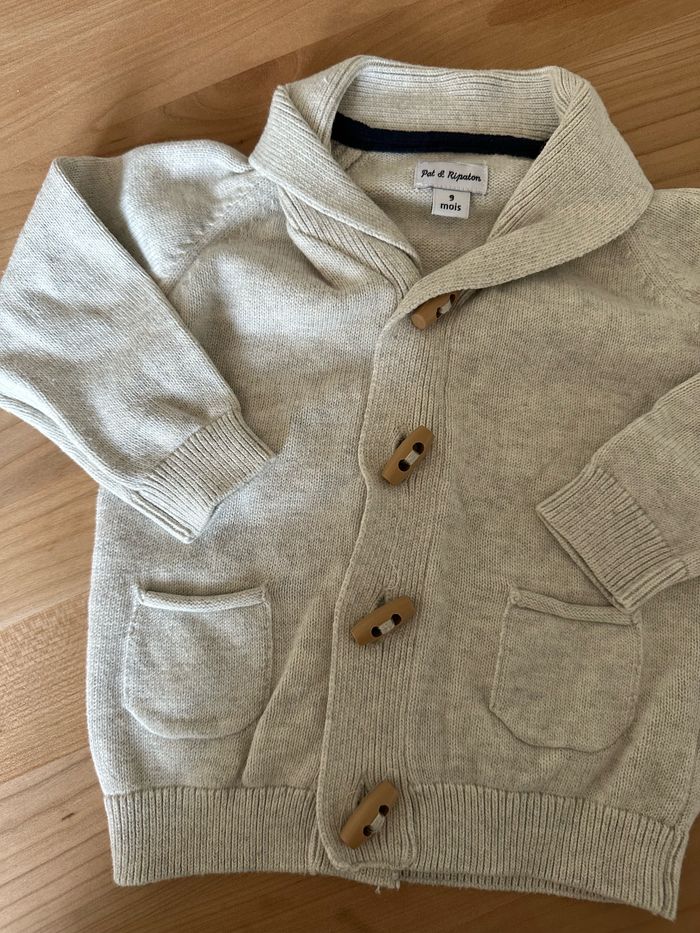Gilet Pat et Ripaton 9 mois gris très bon état - photo numéro 3