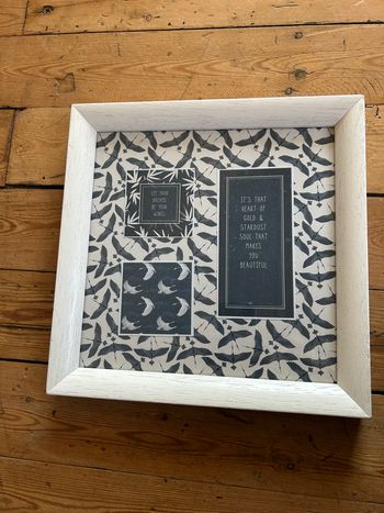 Cadre photos bois décor oiseaux bleus marine