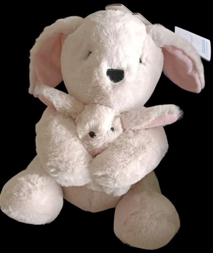 ❤️B5979 Peluche Doudou Lapin Avec Son Bébé 30cm Primark Care