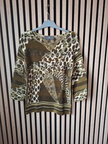 Haut  blouse beige vert kaki  vintage Vango T unique