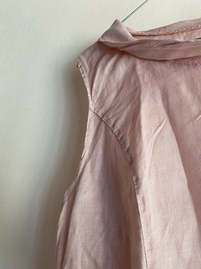 325 - blouse bi-matière rose sans manches - photo numéro 4