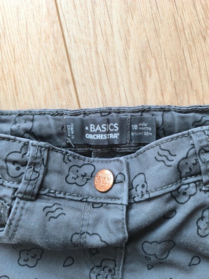 Pantalon jean fille gris motifs nuages Orchestra - Taille 18 mois 81 cm - photo numéro 4