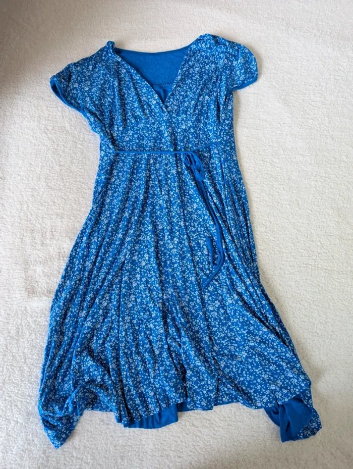💙 Robe femme à fleurs bleues - Taille unique - photo numéro 3