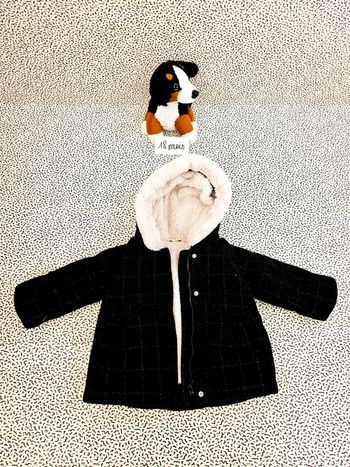 Blouson manteau polaire velours bleu marine foncé tape à l'œil TAO 18 mois