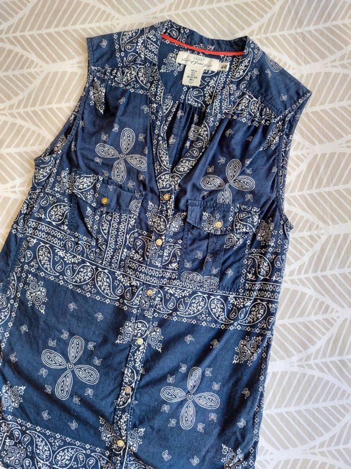 Blouse débardeur bleu marine style bandana