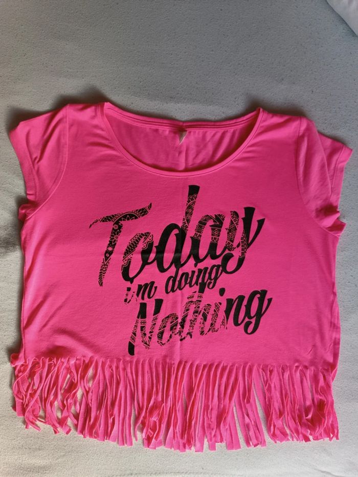 T-shirt rose fluo taille M - neuf sans étiquettes - photo numéro 2