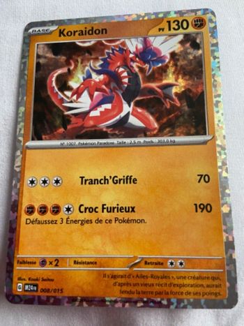 Koraidon brillante Carte Pokémon 2024 mc do la numéro 8/15
