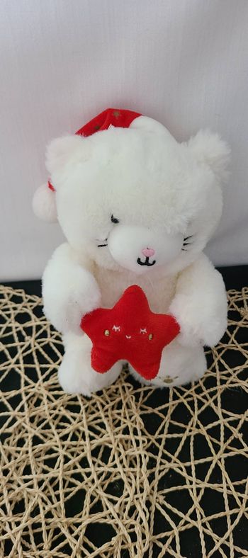Doudou peluche SERGENT MAJOR CHAT étoile bonnet rouge 24cm grelot