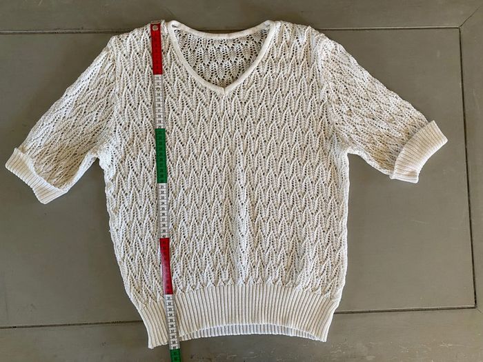 Tee shirt maille vintage crème blanc cassé taille 38 - photo numéro 12