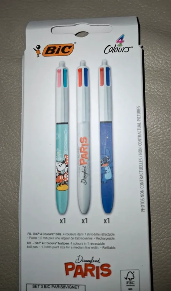 Lot de 3 bic de 4 couleurs Disneyland Paris - photo numéro 2