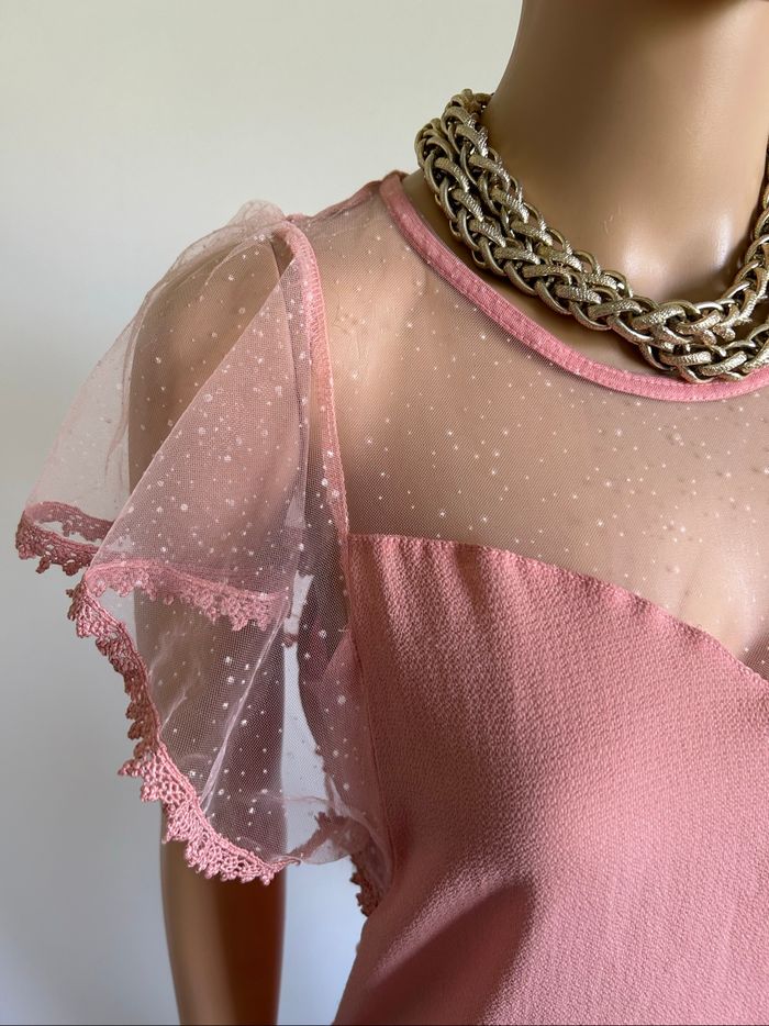 Blouse rose à manches courtes Naf Naf taille S comme neuve - photo numéro 4