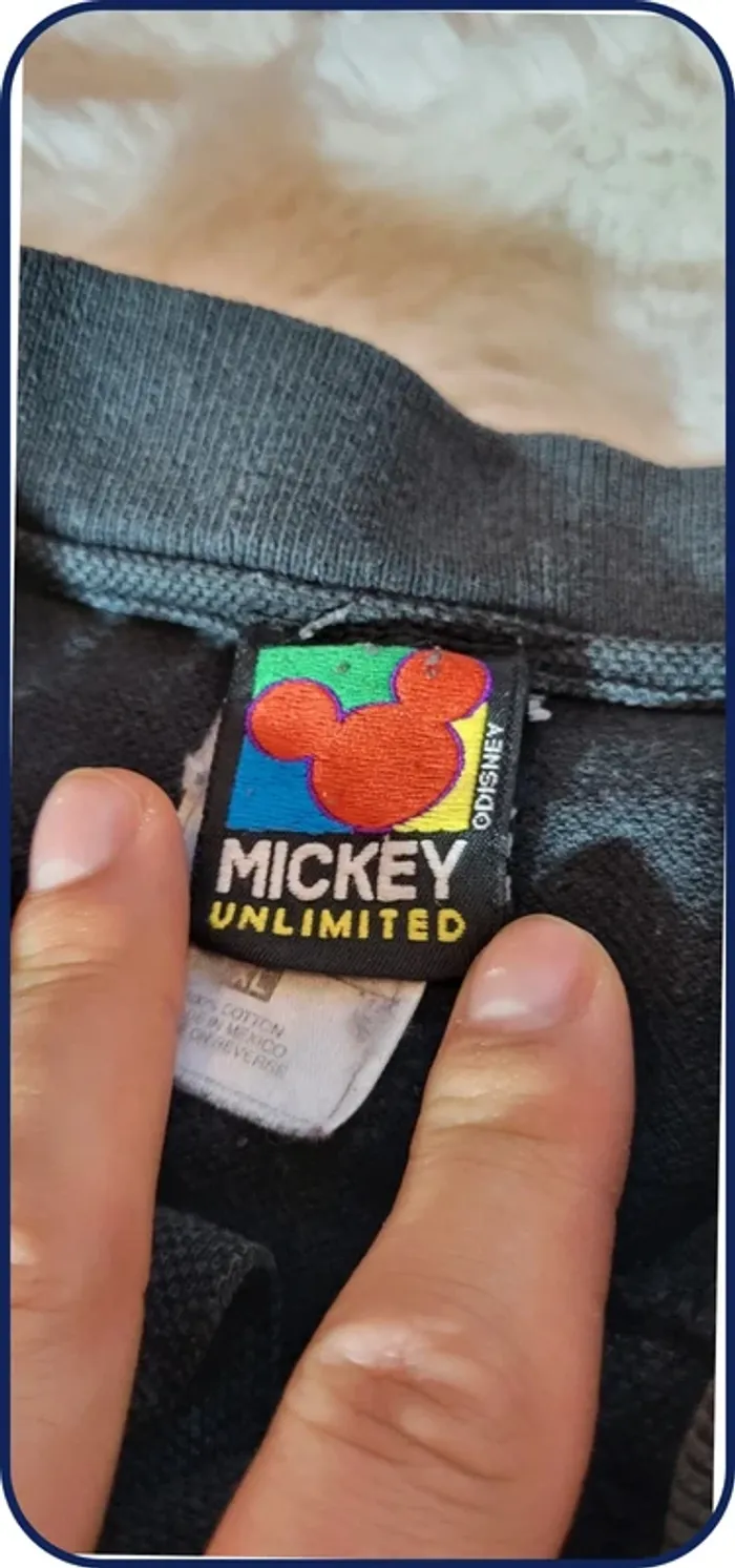 Polo Mickey -  logo brodé - vintage - noir - taille XL - photo numéro 3