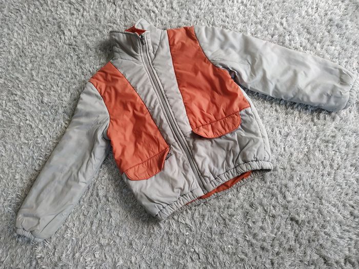 Manteau gris et rouge 10 ans Vintage