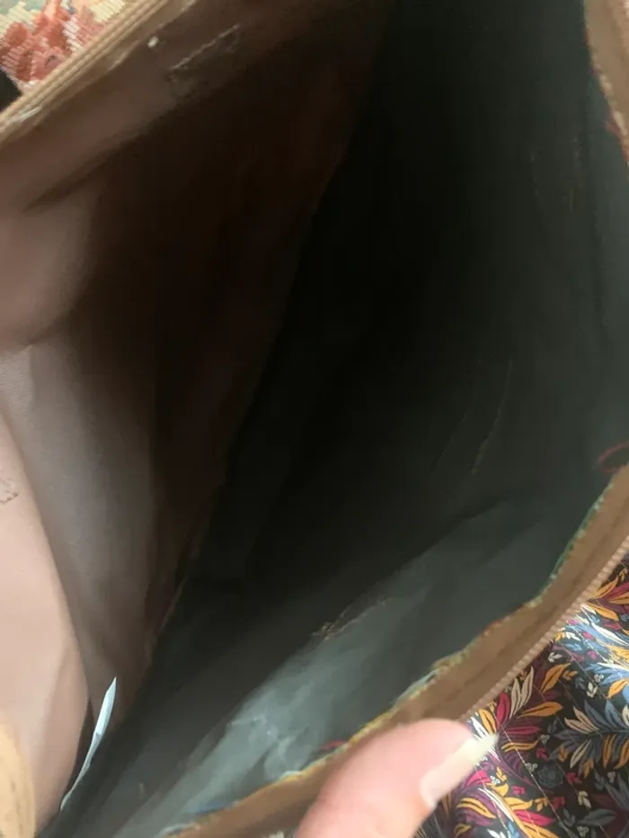 Grand sac vintage fourre tout +petit sac modèle tapisserie florale devant - photo numéro 5