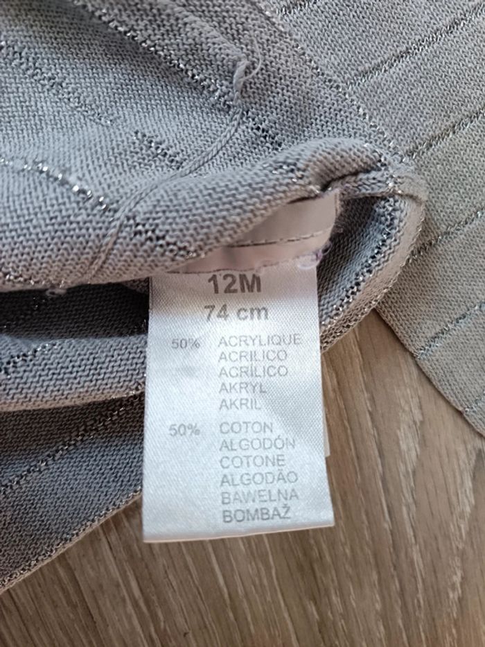 Gilet gris argenté Tissaia fille 12 mois - photo numéro 4