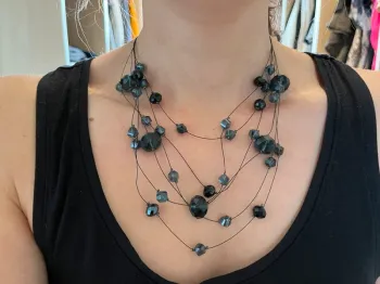 Collier fantaisie bleu nuit