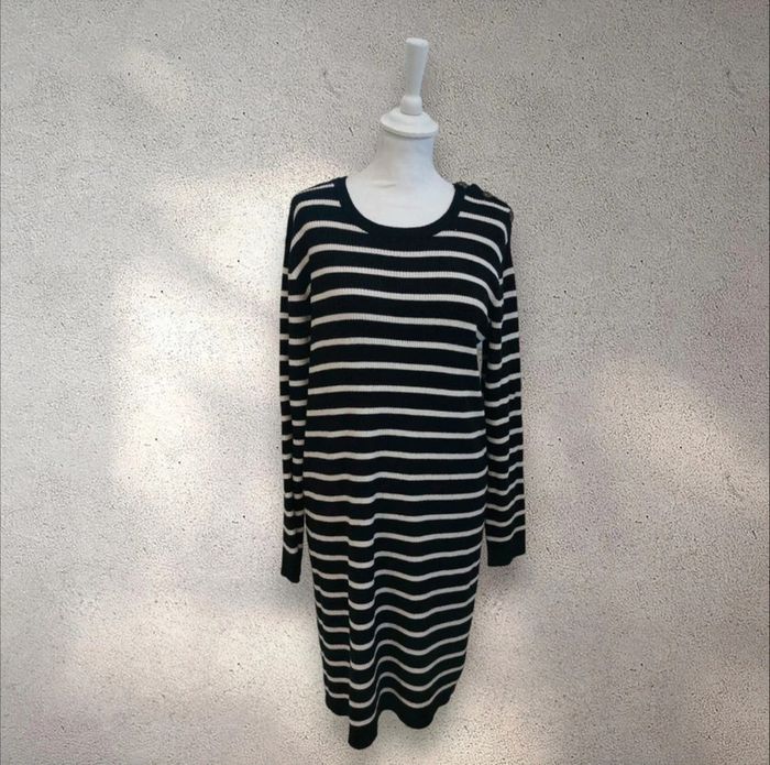 Robe longue à rayures horizontales manches longues taille L - photo numéro 2