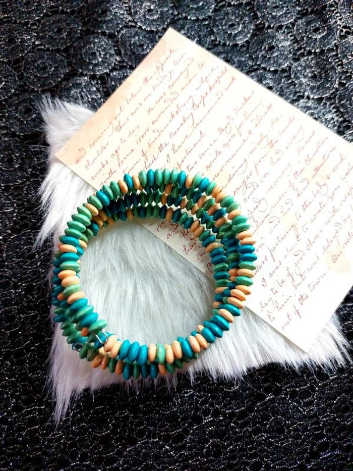 Bracelet en perles bois style vintage bohème - photo numéro 3