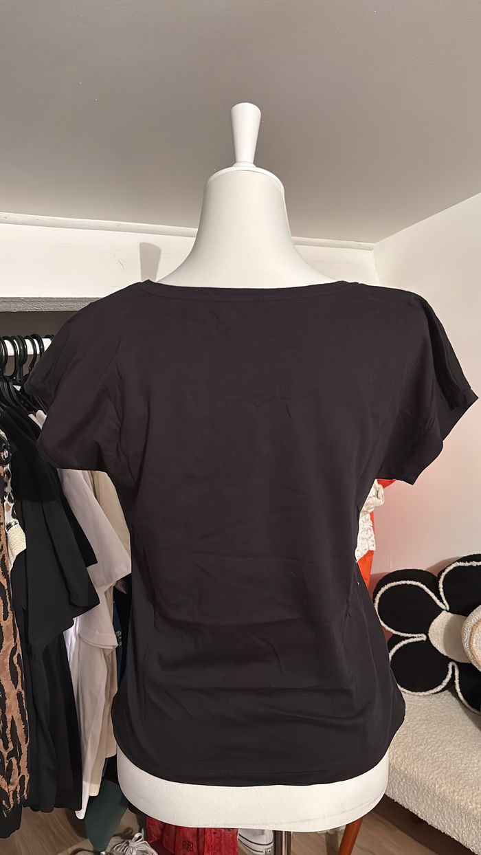 Tee shirt noir avec Strass Camaïeu T40 - photo numéro 3