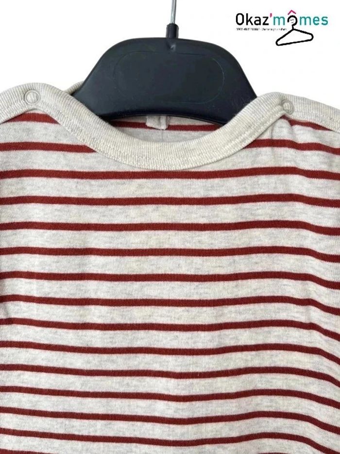 T-shirt marinière beige chiné - Petit Bateau 3 mois (60cm) - photo numéro 2