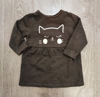 Robe chaude motif chat manches longues bébé 12 mois