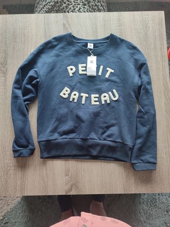 Sweat petit bateau bleu et blanc