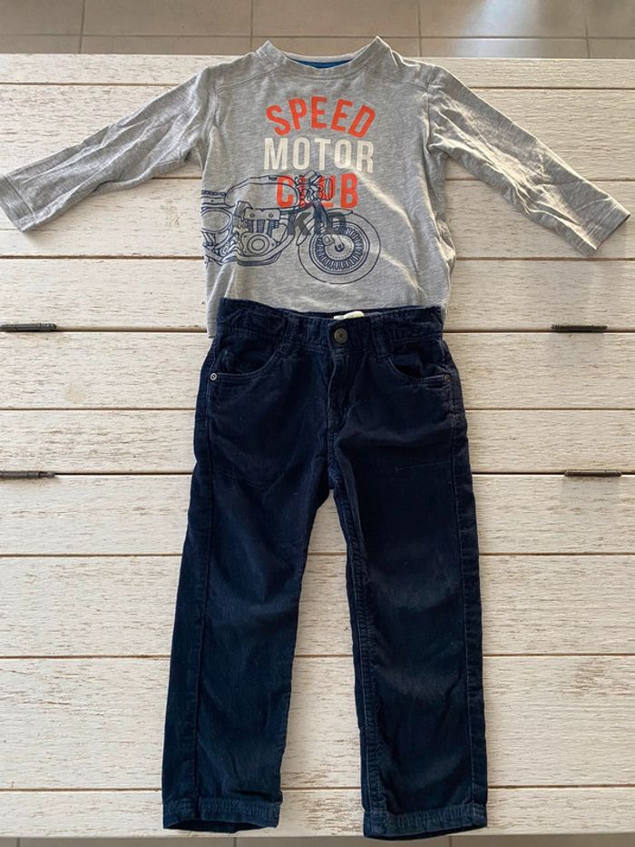 Ensemble polo + pantalon chaud bébé garçon 3 ans